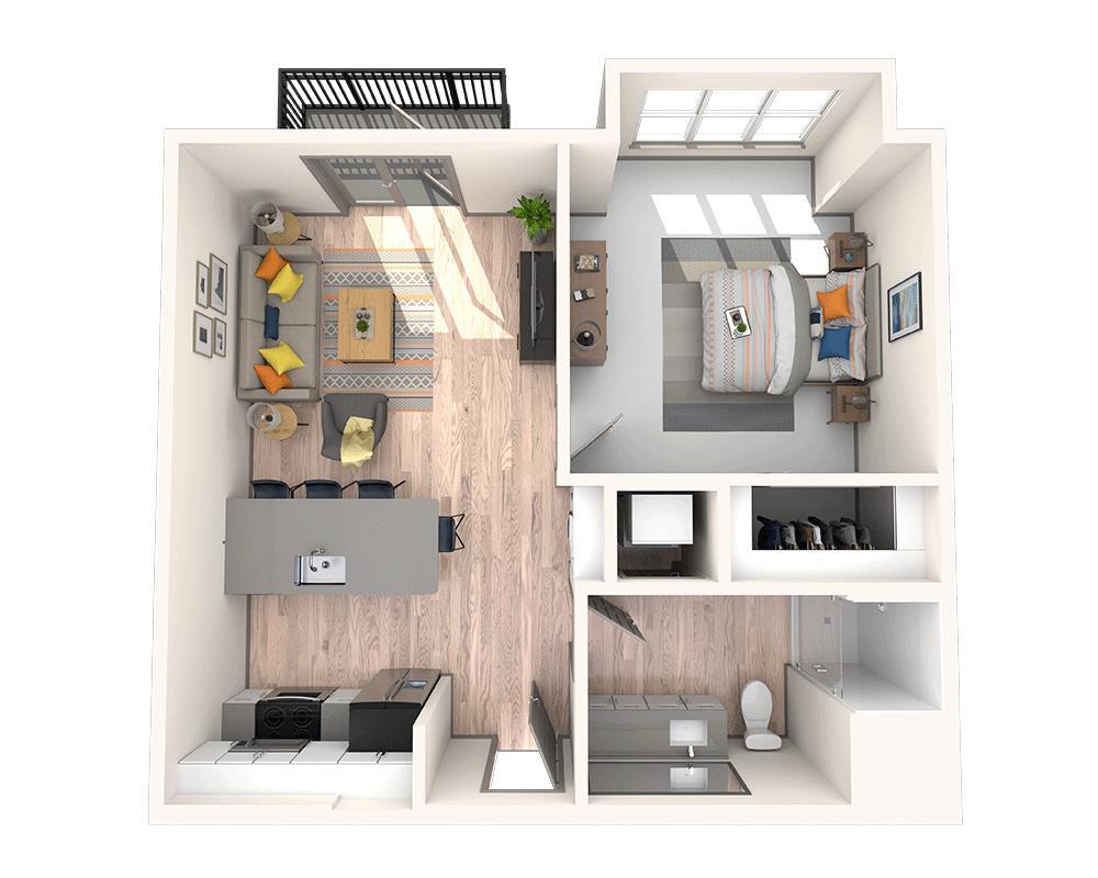Floor Plan - One Bedroom A1B