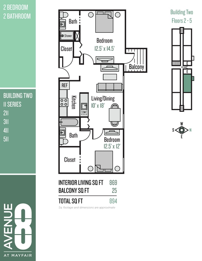 Floor Plan -  11 Series 2 Bedroom / 2 Bath