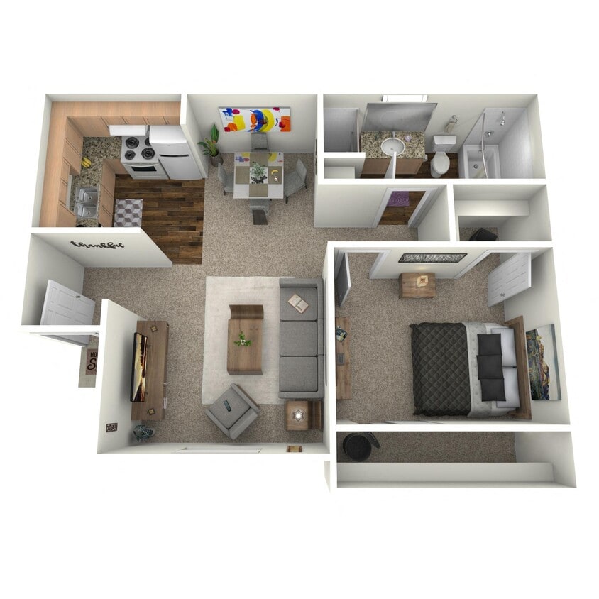 Floor Plan - 1 Bed 1 Bath