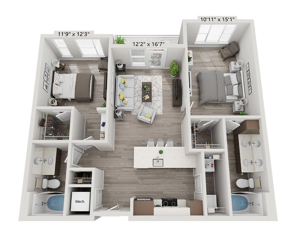 Floor Plan - Two Bedroom B2F