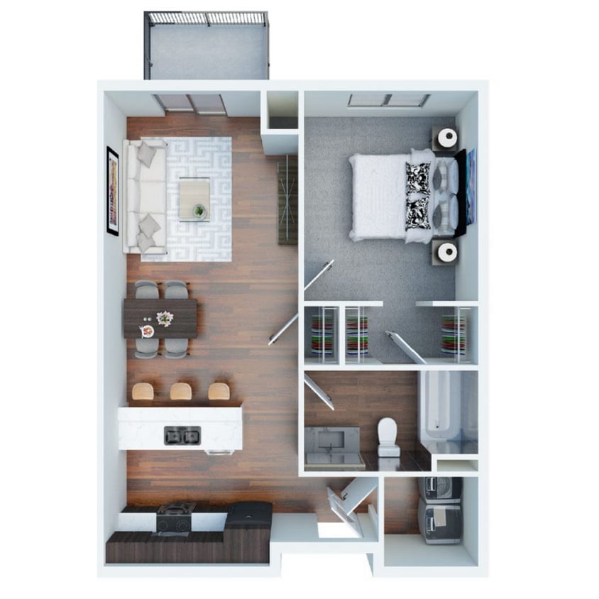 Floor Plan - 1 Bed 1 Bath Apartment 