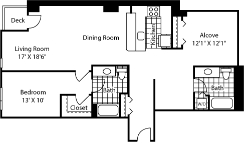 Floor Plan - 2 Bed 701-2301 NE