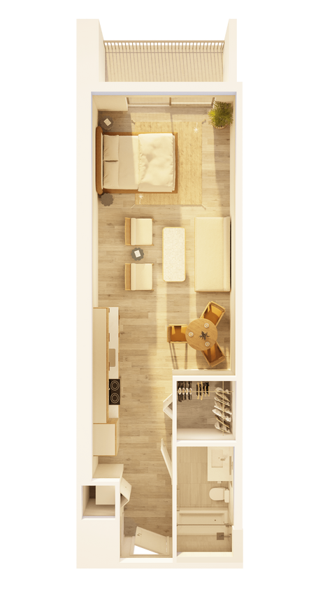 Floor Plan - West Studio Balcony on Promenade B