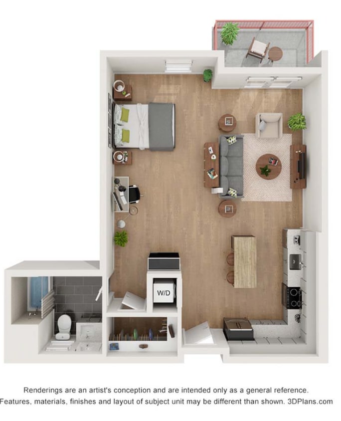 Floor Plan - Studio - 804 sqft