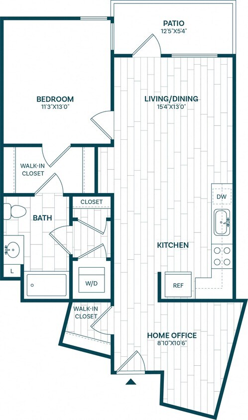 Floor Plan - 1 Bed/1 Bath Den-A4