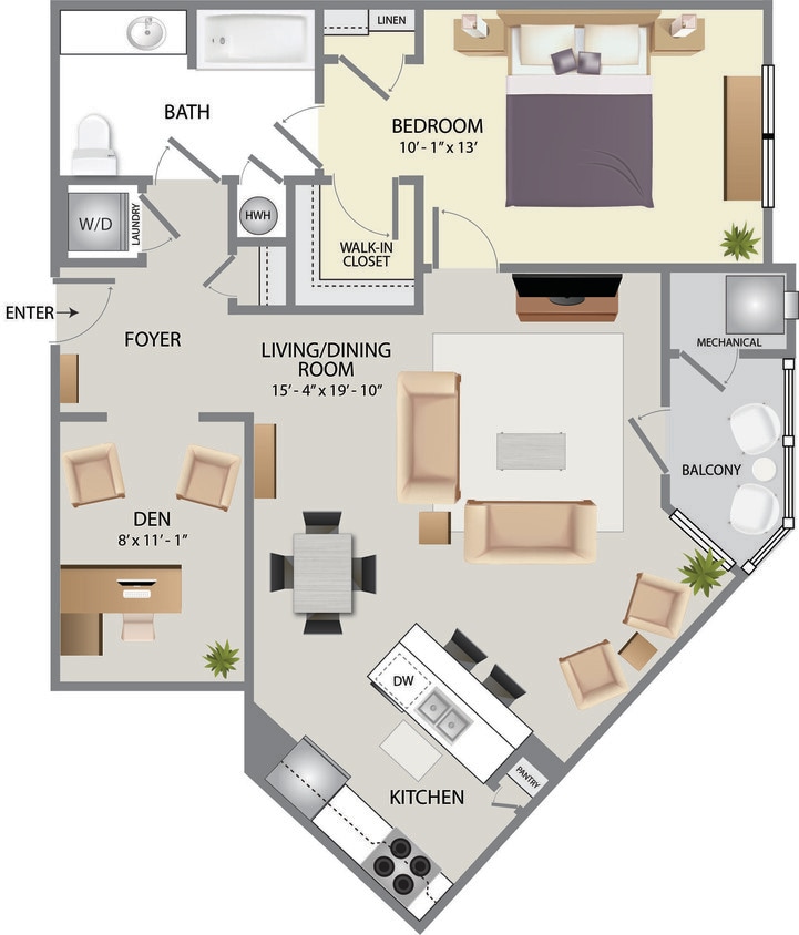 Floor Plan - 1-Den-A