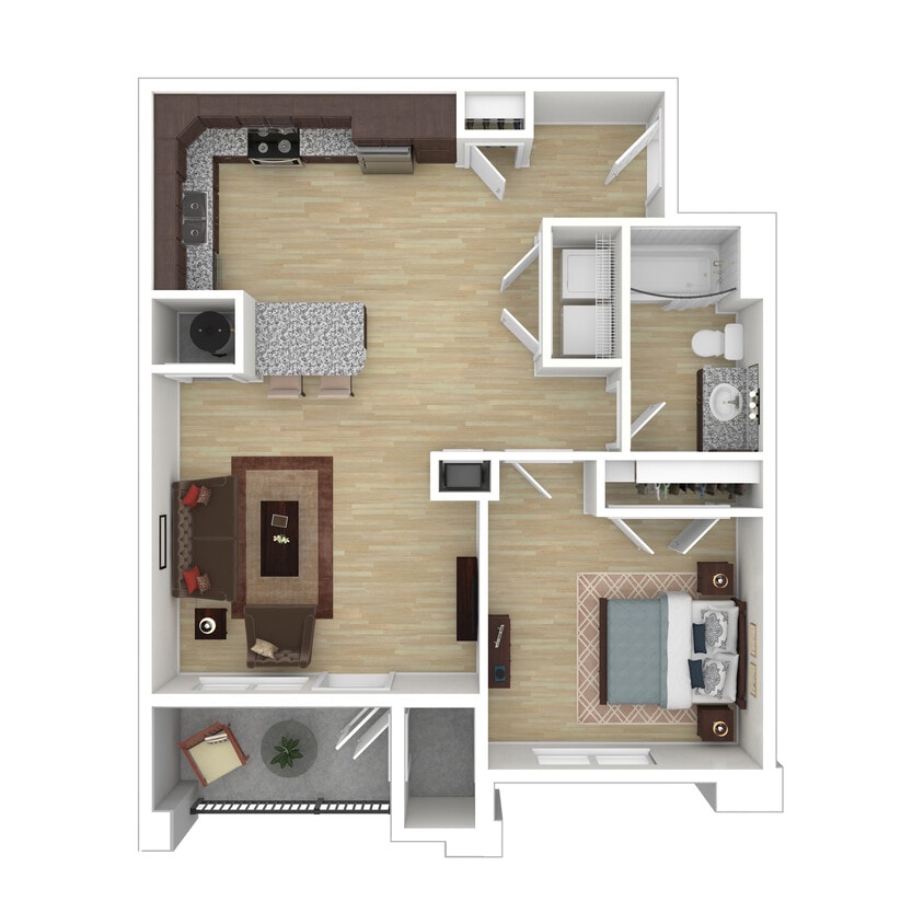 1 Bed, 1 Bath, 743 sq. ft. - 3D Furnished - 1 Bedroom