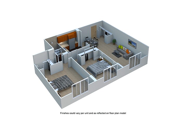 Floor Plan - Two Bedroom 1 Bath