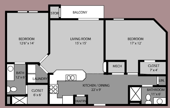 Suite H3R | 1 Bed 1 Bath | 997 sqft - SUITE H3R