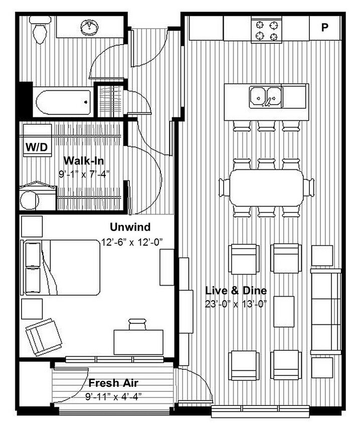 Chic 1 BR + Private Balcony, Spa Tub - Chic 1 BR + Private Balcony, Spa Tub
