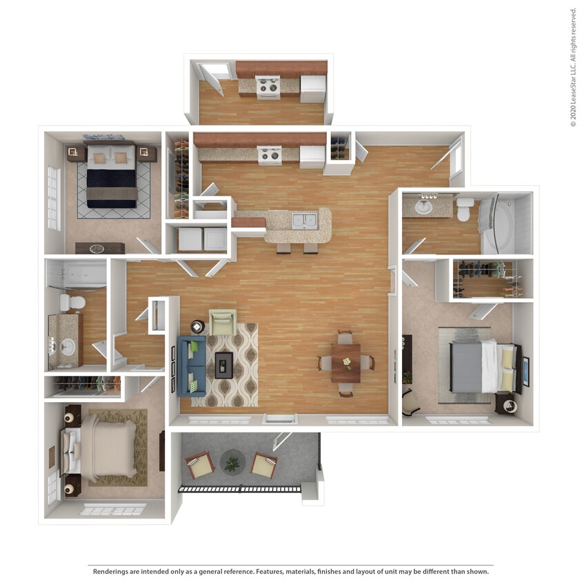 Floor Plan - 3 Bed 2 Bath 1418 SqFt (1327 Net)