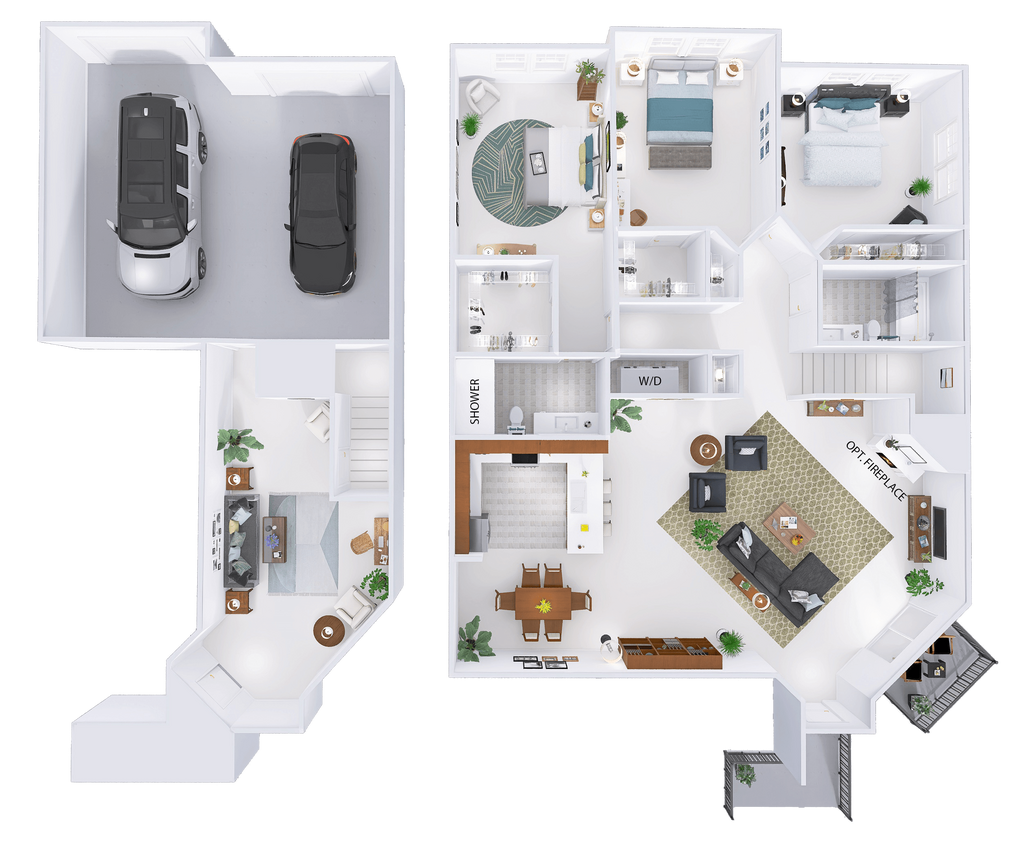 Floor Plan - 3 Bed, 2 Bath + Den w/ 2 Car Garage - Lower Ext...