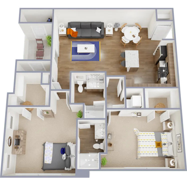 Two bedroom, two bath, 1,014 square foot apartment home - B1