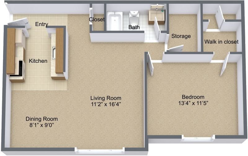 1 Bedroom 1 Bathroom - One Bedroom