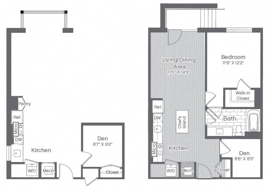 Floor Plan - 1 Bed/1 Bath Den-B1nA