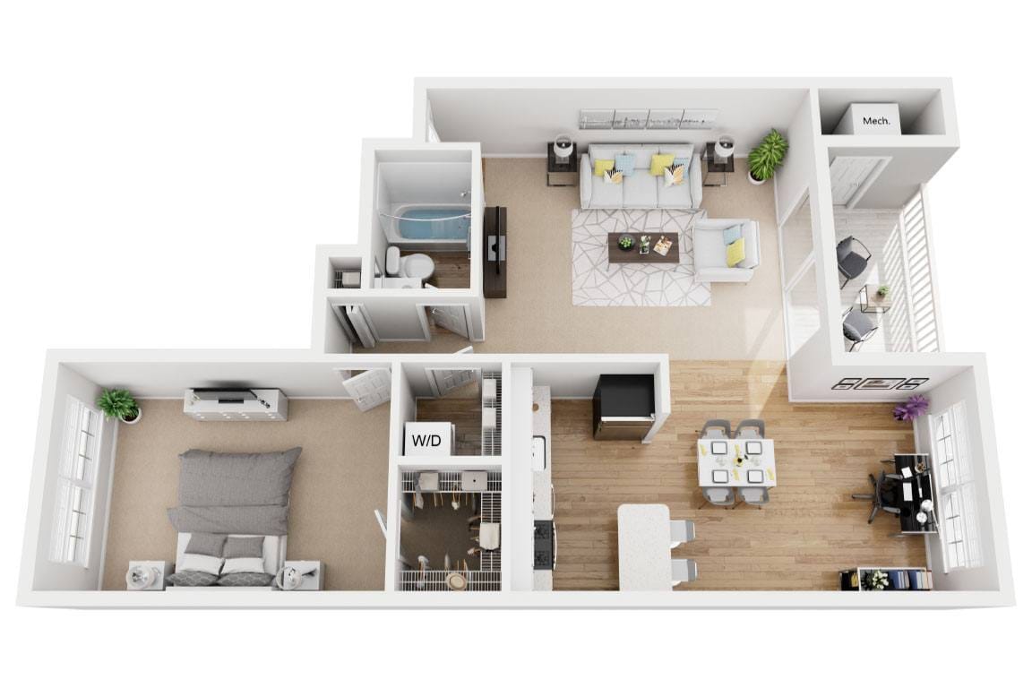Floor Plan - One Bedroom One Bath Renovated