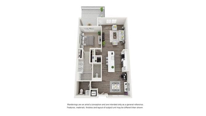 Floor Plan - 1 Bedroom 1.5 Bath