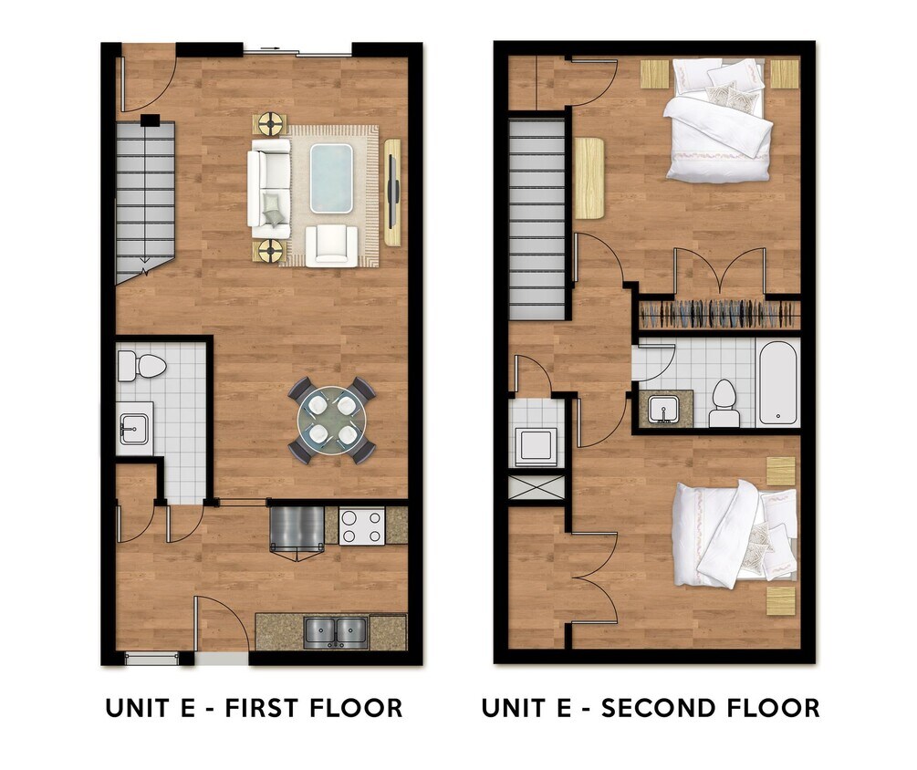 Floor Plan - 2Bed 1.5Bath Town-home- Plan E