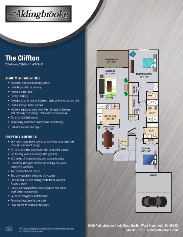 Floor Plan - Cliffton - includes a 1 car garage