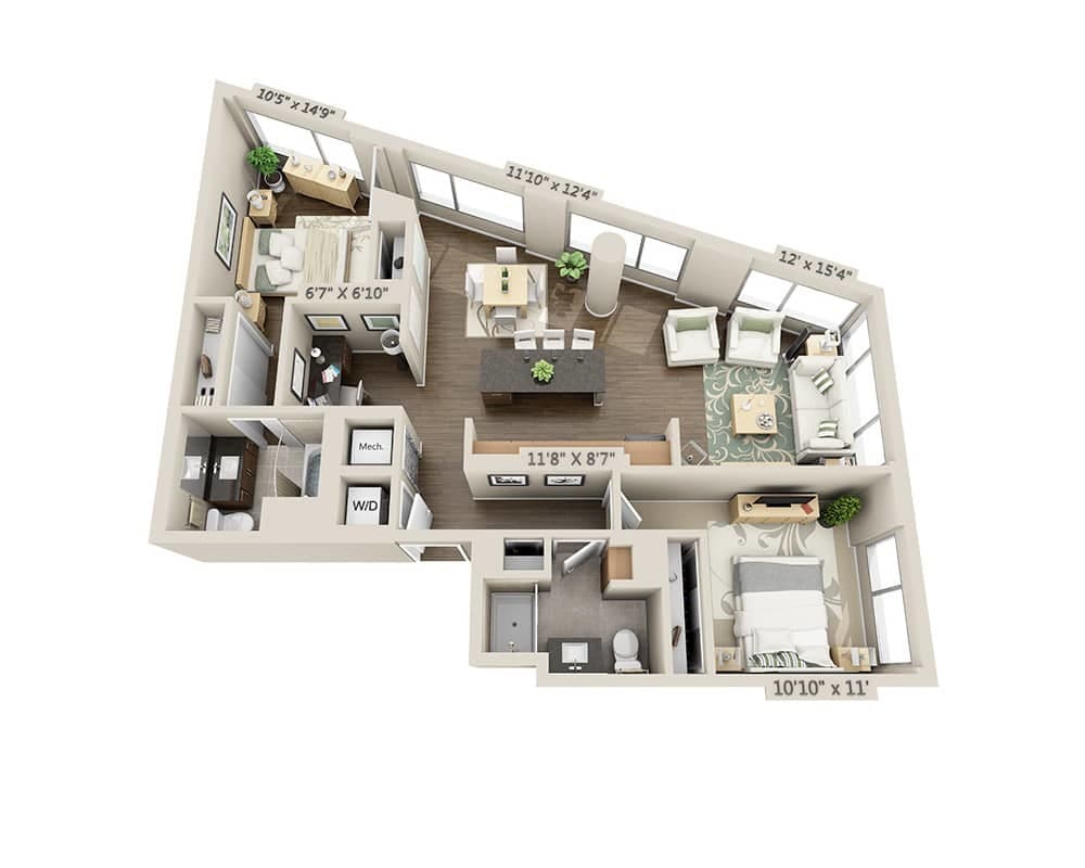 Floor Plan - Two Bedroom B2ED