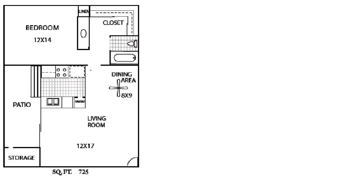 Floor Plan - 1 Bedroom/1Bath