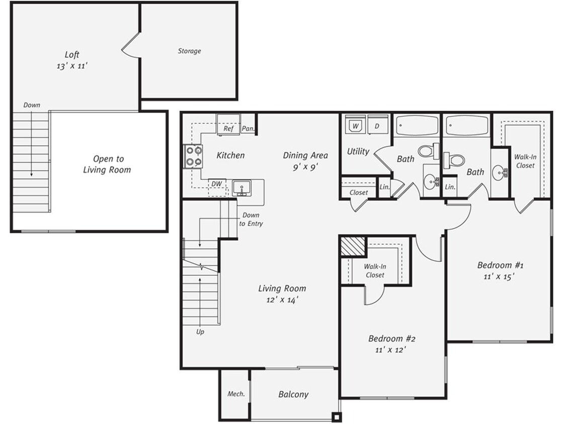 Floor Plan - 2 Bed/2 Bath-B3LG
