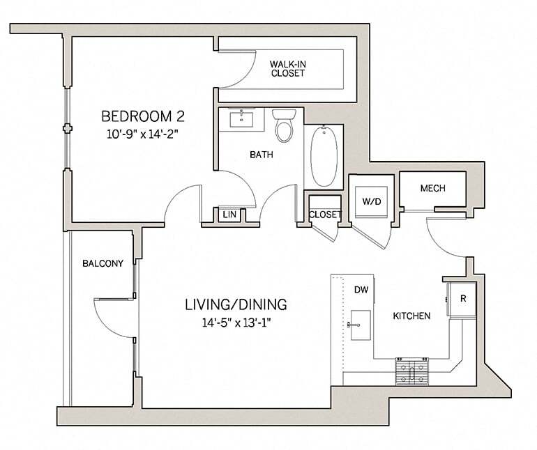 Floor Plan - 1 Bed 1 Bath A3