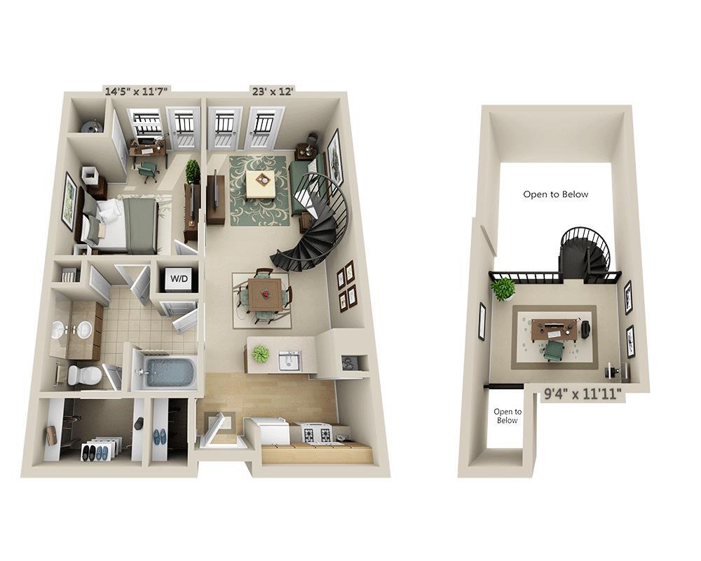 Floor Plan - One Bedroom Loft A1BL