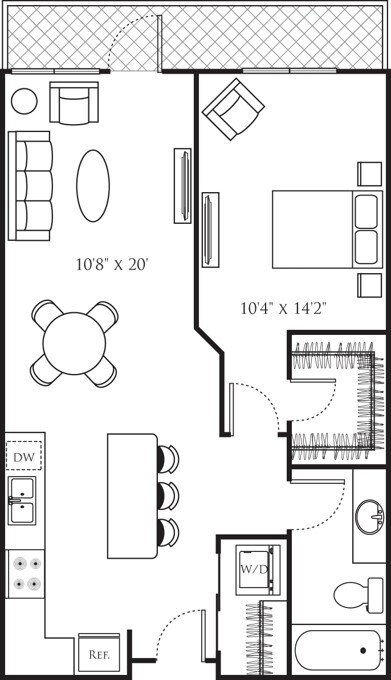 Floor Plan - One Bedroom K Premium