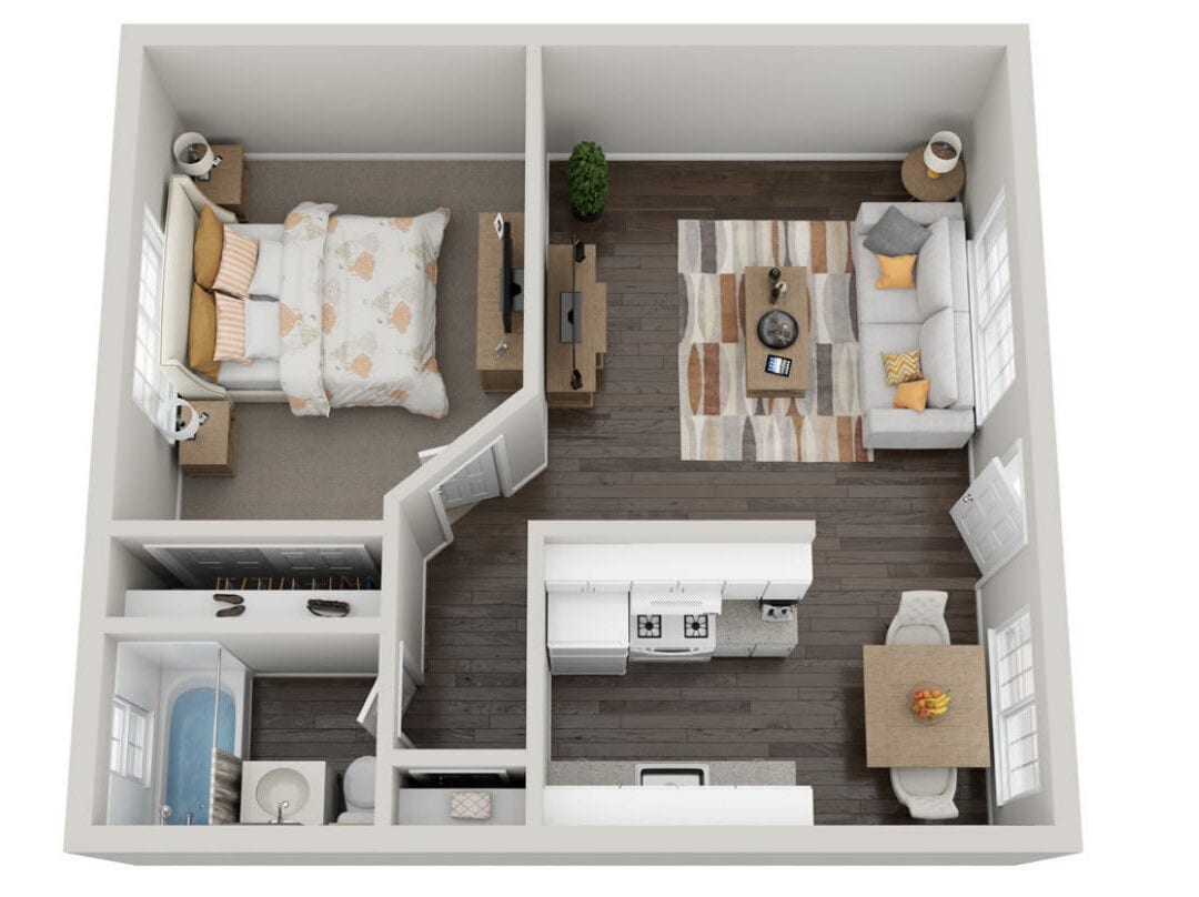 Floor Plan - 1 Bed 1 Bath