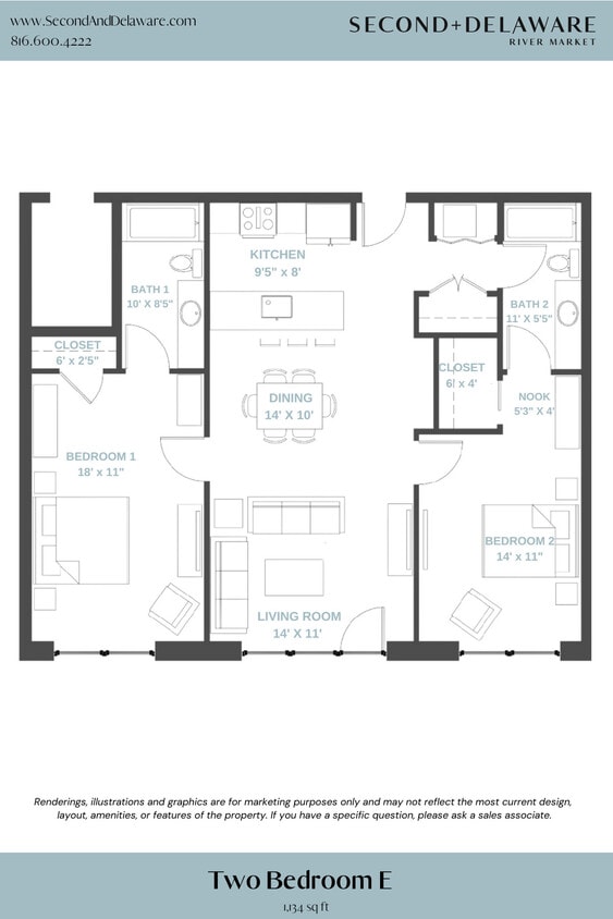 Floor Plan - E-Two Bedroom
