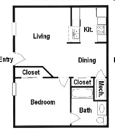 1BR/1BA - 1 Bedroom