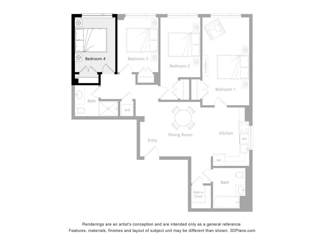 The Reserve_C1 & D1 - Furnished Room in a 4 Bedroom 2 Bathroom (D1)