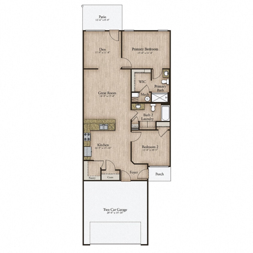 Floor Plan - Barber - Two Bedroom + Flex Space
