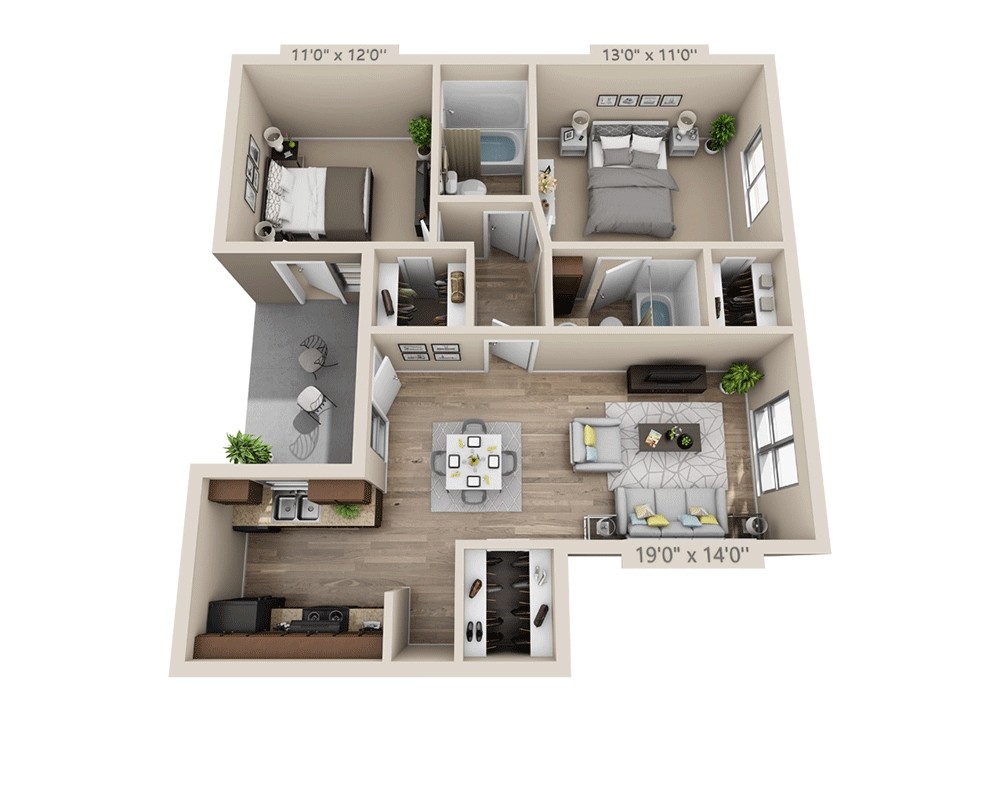 Floor Plan - Two Bedroom B2AW