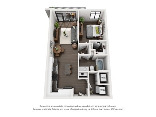 Ellison On Broad - Gabardine (A1) - 1 Beds - 1 Baths - 706 Sq. ft. - Gabardine (A1)