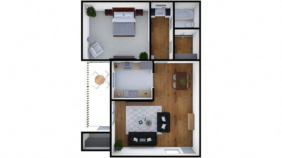 Floor Plan - One Bedroom One Bath