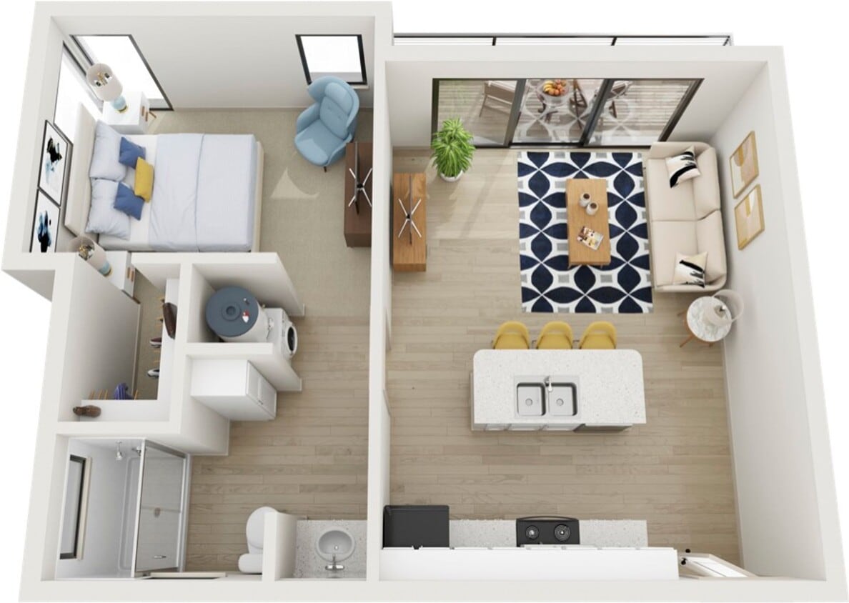 Floor Plan - 1 Bedroom 1 Bathroom Apartment