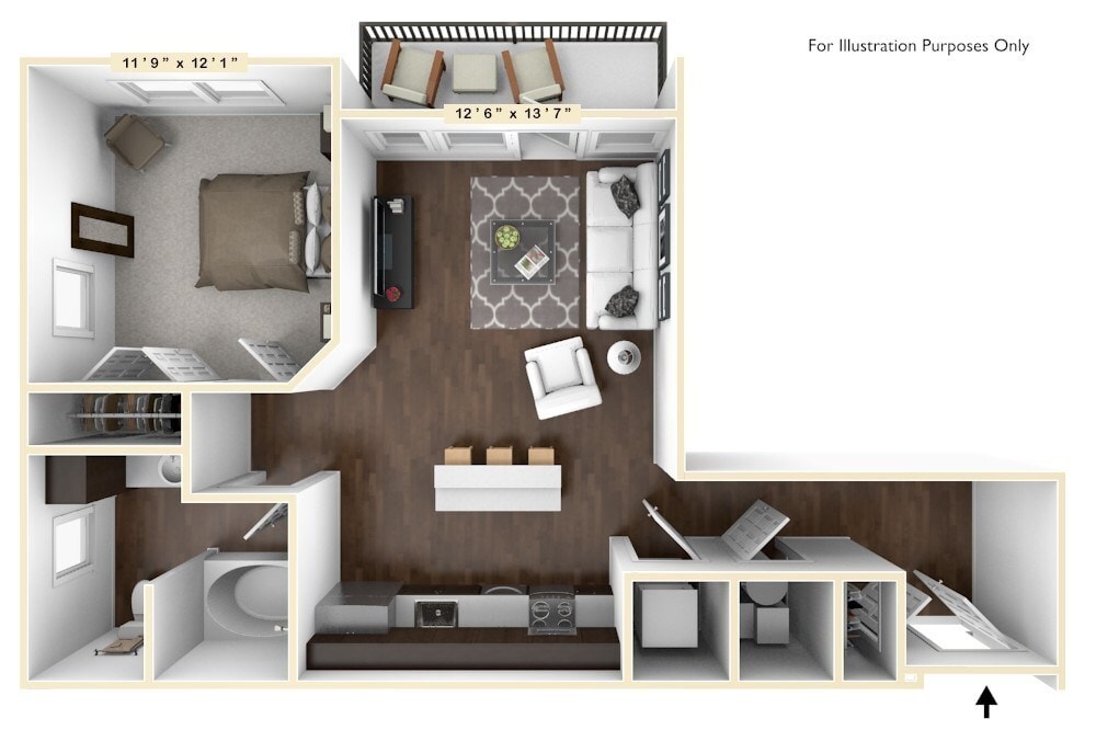 Floor Plan - A2 1 Bed 1 Bath