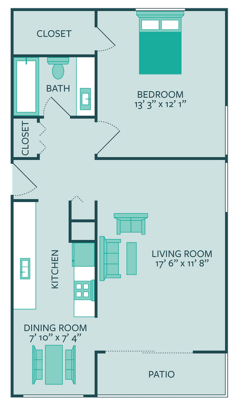 Floor Plan - Silverleaf  1 bedroom