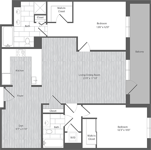 Floor Plan - 2 Bed 2 Bath Den - BD1