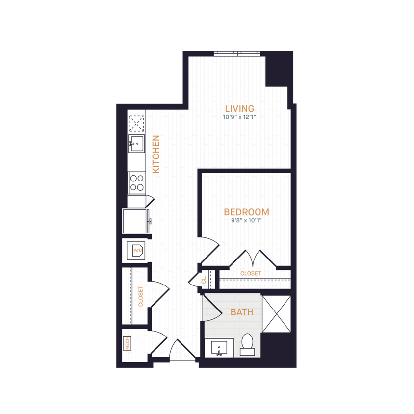 Floor Plan - J1.1 | 1 Bed | 1 Bath