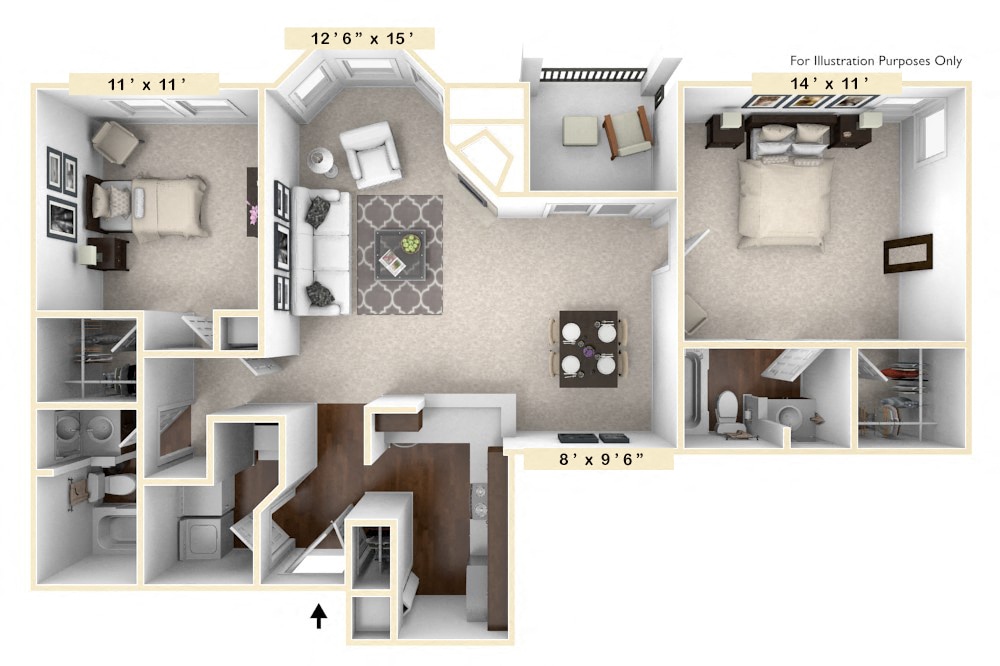 Floor Plan - The Champion 2 BR 2 BA