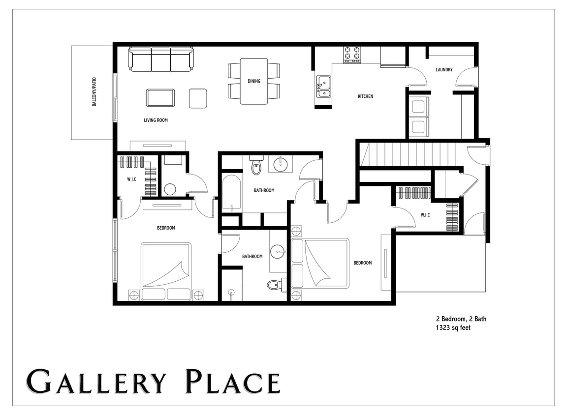 Floor Plan - 2 Bedroom, 2 Bath