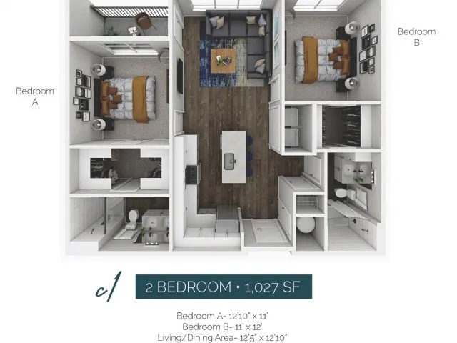 Floor Plan - 2 Bedroom 2 Bathroom