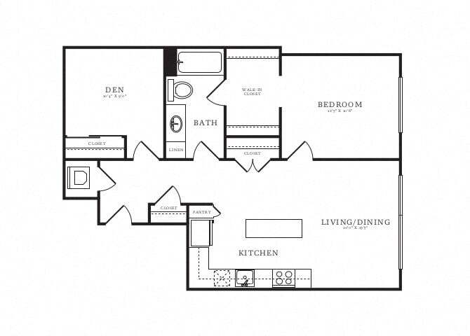 Floor Plan - 1 Bed/1 Bath Den-B13