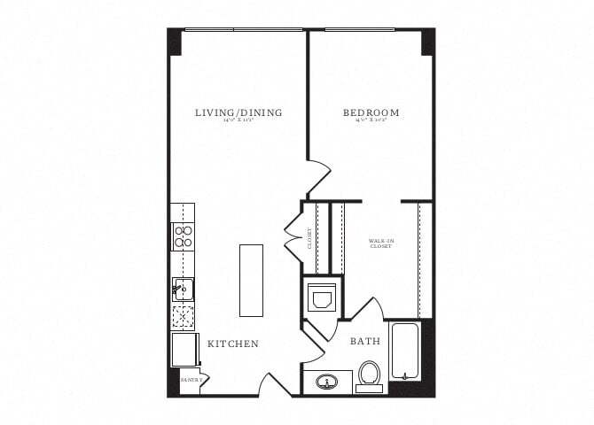 Floor Plan - 1 Bed/1 Bath-B5A