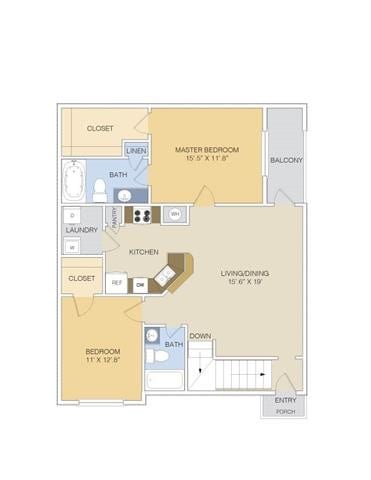 Floor Plan - B1 Lower/Upper (with garages in select units)