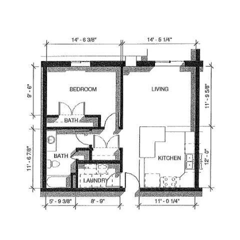 Floor Plan - 1 Bed 1 Bath | 723 sqft