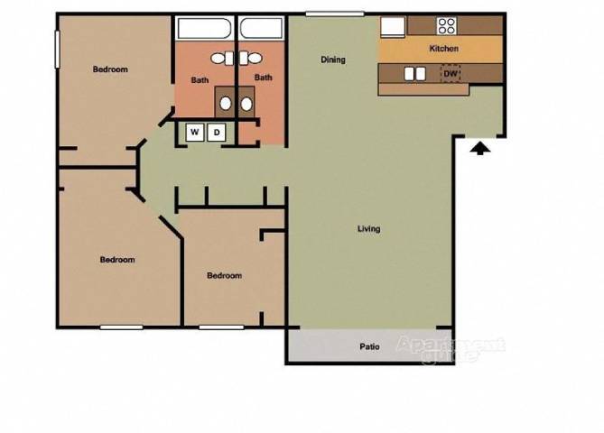 Floor Plan - 3 Bedroom 2 Bath
